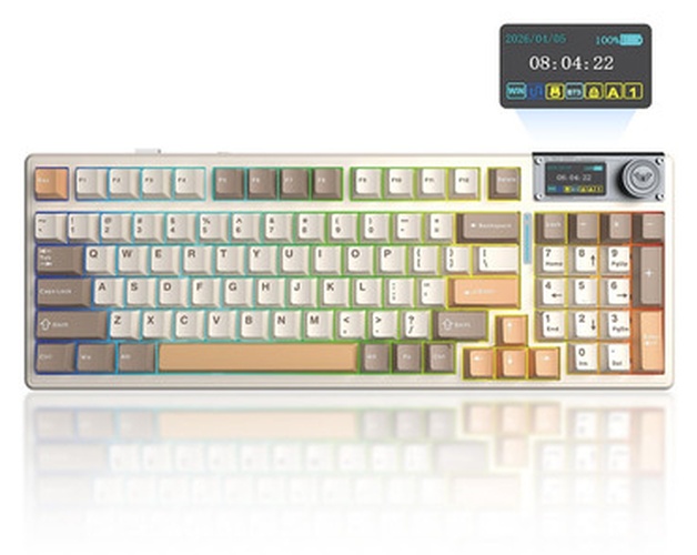 Клавиатура AULA F98Pro V3, Бело-коричнево-оранжевая