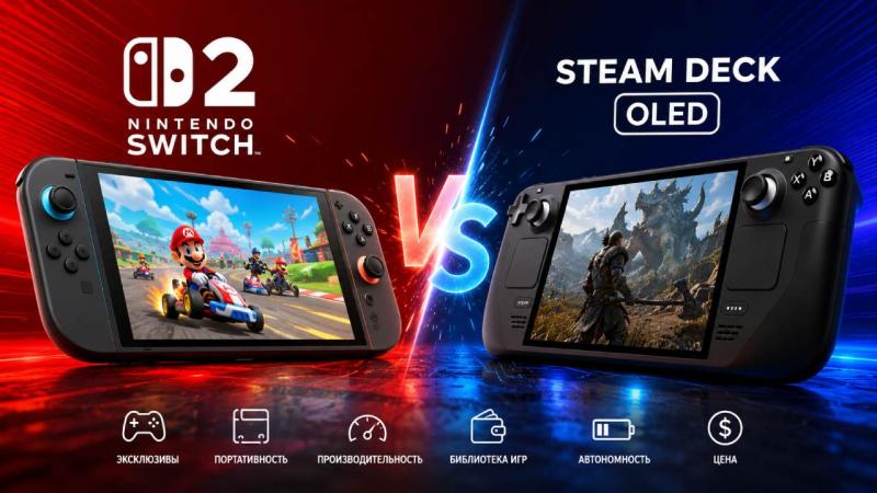 Nintendo Switch 2 или Steam Deck OLED — что лучше для портативной игры