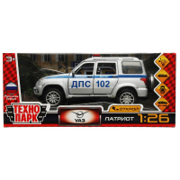 Машина металл свет-звук UAZ ПАТРИОТ ПОЛИЦИЯ 17,8 см, двери, инерция, кор. Технопарк в кор.2*24шт PATRIOT-124SL-POL-GY