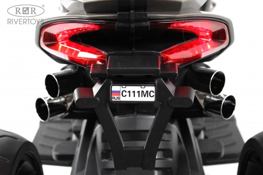 Детский электромотоцикл RiverToys C111MC серый