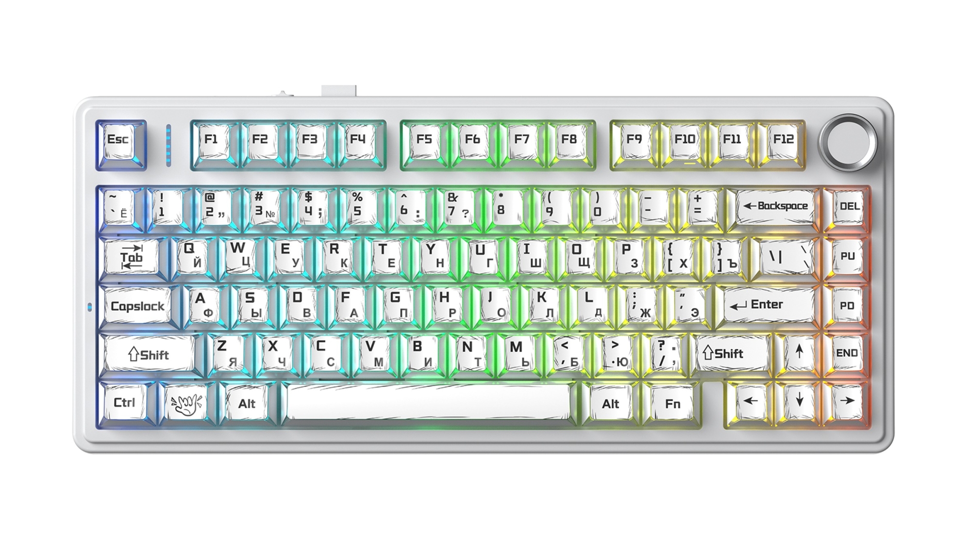 Клавиатура AULA F75 Comic Keycap Reaper свитчи РУС, Белая