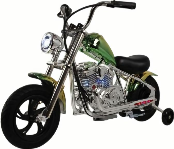 Детский электромотоцикл M777ML-B зеленый хром