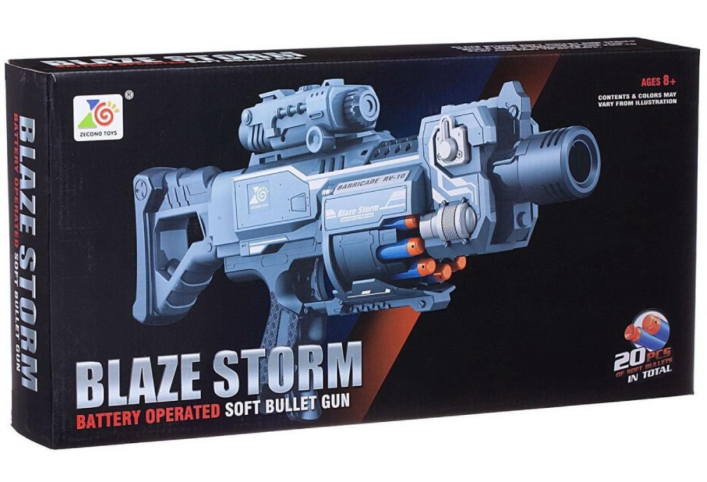 Пистолет Blaze Storm с мягкими пулями и фонариком на батарейках, Zecong Toys ZC7083