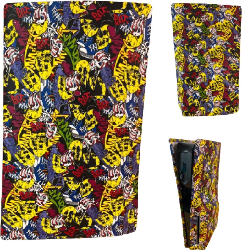 Чехол силиконовый для PS5 Slim с дисководом Граффити Черепа