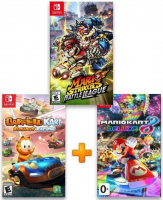 ИгроПак для Nintendo Switch: Mario Kart 8 Deluxe + Garfield Kart: Furious Racing + Mario Strikers: Battle League