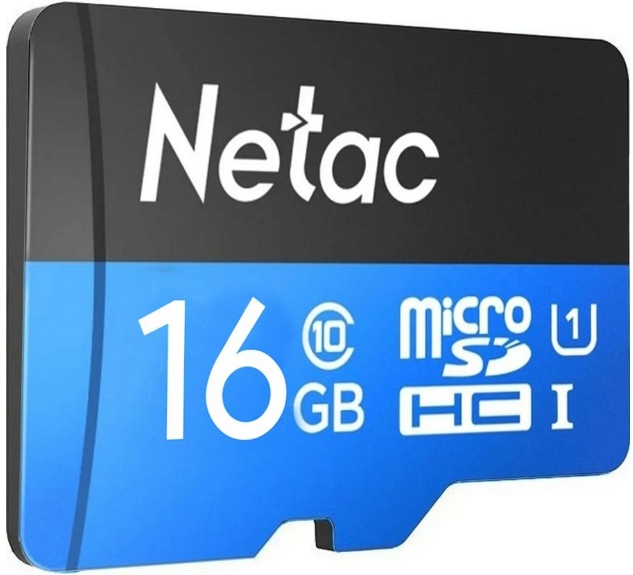 Карта памяти MicroSD 16GB Netac P500 Standard Class 10 UHS-I (90 Mb/s) + SD адаптер