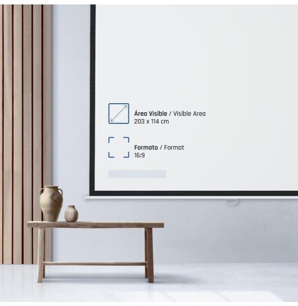 (EU) Аксессуар для проектора Iggual PSIMS203 92" экран рулонный ручной (16:9, 203x114 см) , Белый