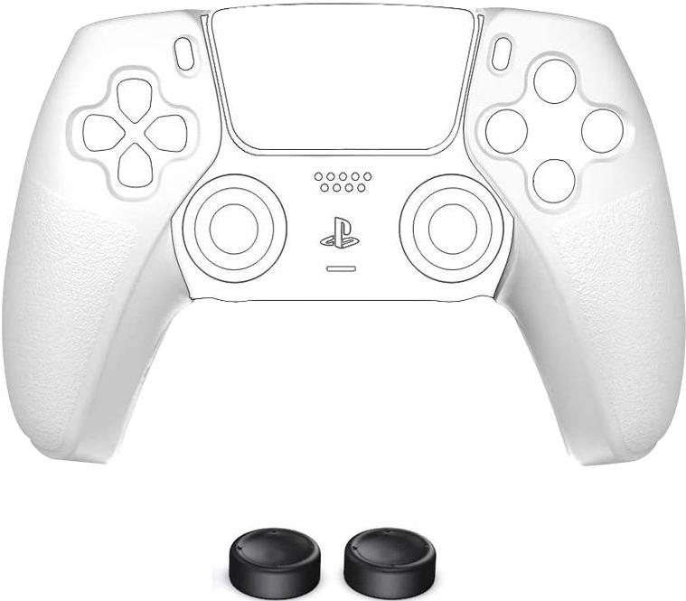 2 силиконовых чехла OIVO на рукоятки геймпада Sony DualSense + 2 накладки на стики (белый) IV-P5226