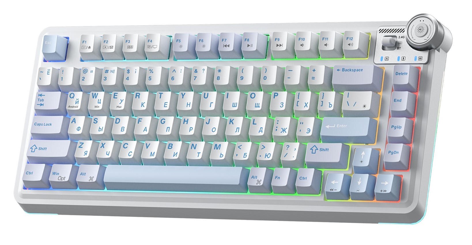 Клавиатура AULA AU75 Star vector свитчи РУС, Бело-голубая