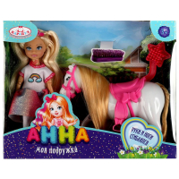 Кукла 15 см Анна, руки и ноги сгиб, лошадка, акс, кор КАРАПУЗ в кор.30шт ANNA37495-BB