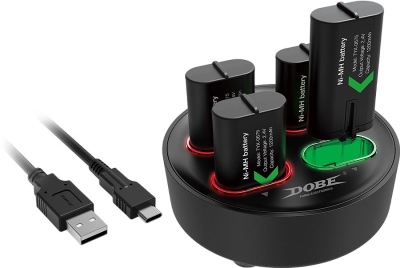 Аккумуляторные батареи (4 шт) с зарядной станицией DOBE для XBOX One/Series (черная) (TYX-0645S)