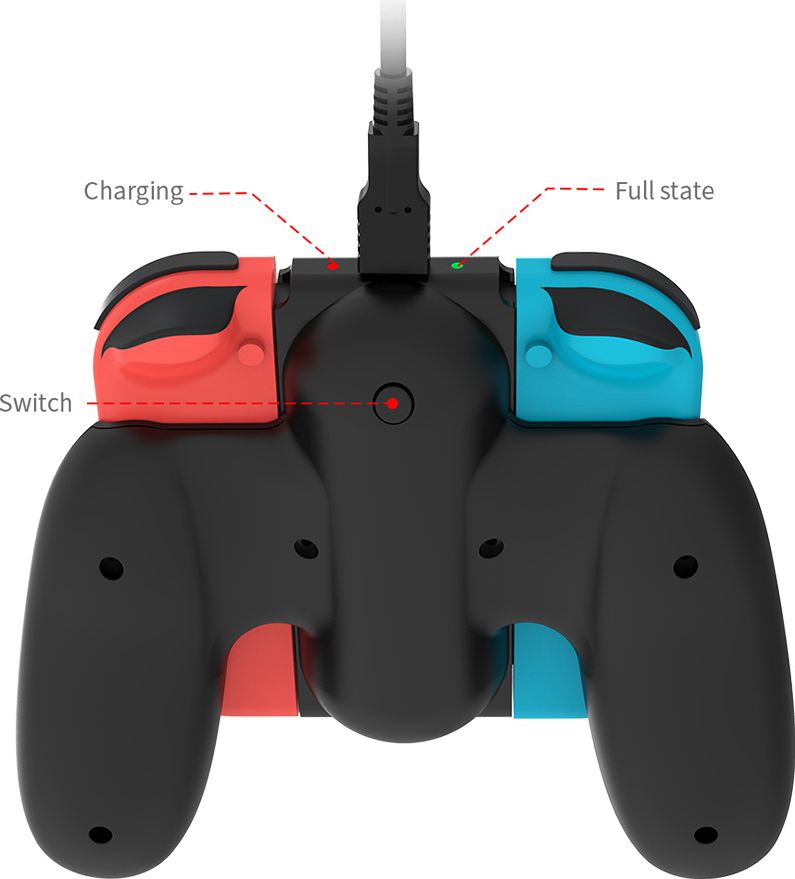 Подзаряжающий держатель DOBE для Nintendo Switch Joy-Con (черный) (TNS-0136)