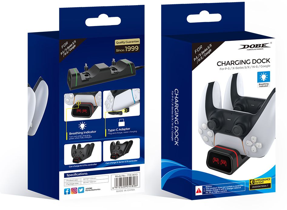 Зарядная станция DOBE для 2-х геймпадов Xbox/PS5 Dual Charge (TYX-0613B)
