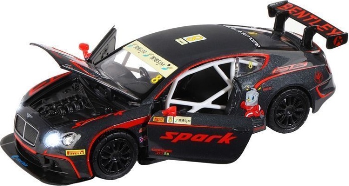 Машина АВТОПАНОРАМА Bentley Continental GT3 (черный) (JB1251407)