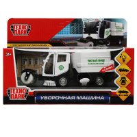 Машина металл свет-звук УБОРОЧНАЯ МАШИНА 15,5 см, двери, багаж, бел, кор. Технопарк в кор.2*36шт VACCAR-12SL-WH