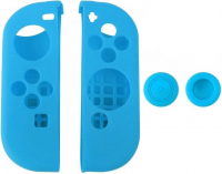 Силиконовые чехлы GameWill + накладки на стики для 2-х контроллеров Joy-Con (синие)