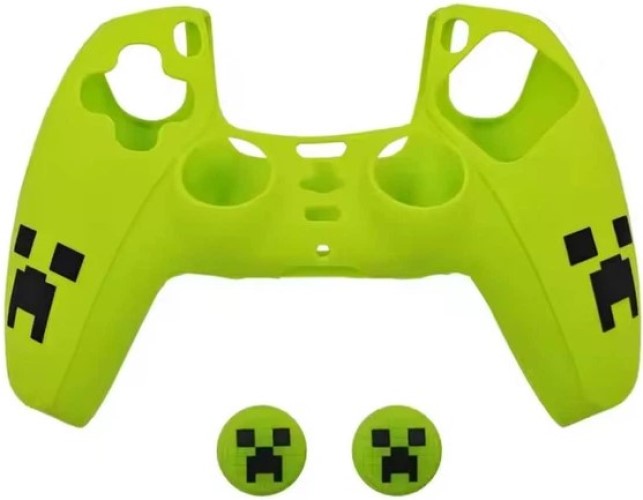 Силиконовый чехол для геймпада Sony DualSense Minecraft + 2 накладки на стики
