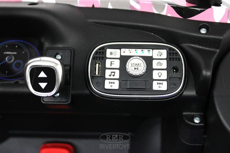 Детский электромобиль RiverToys T777TT 4WD розовый камуфляж