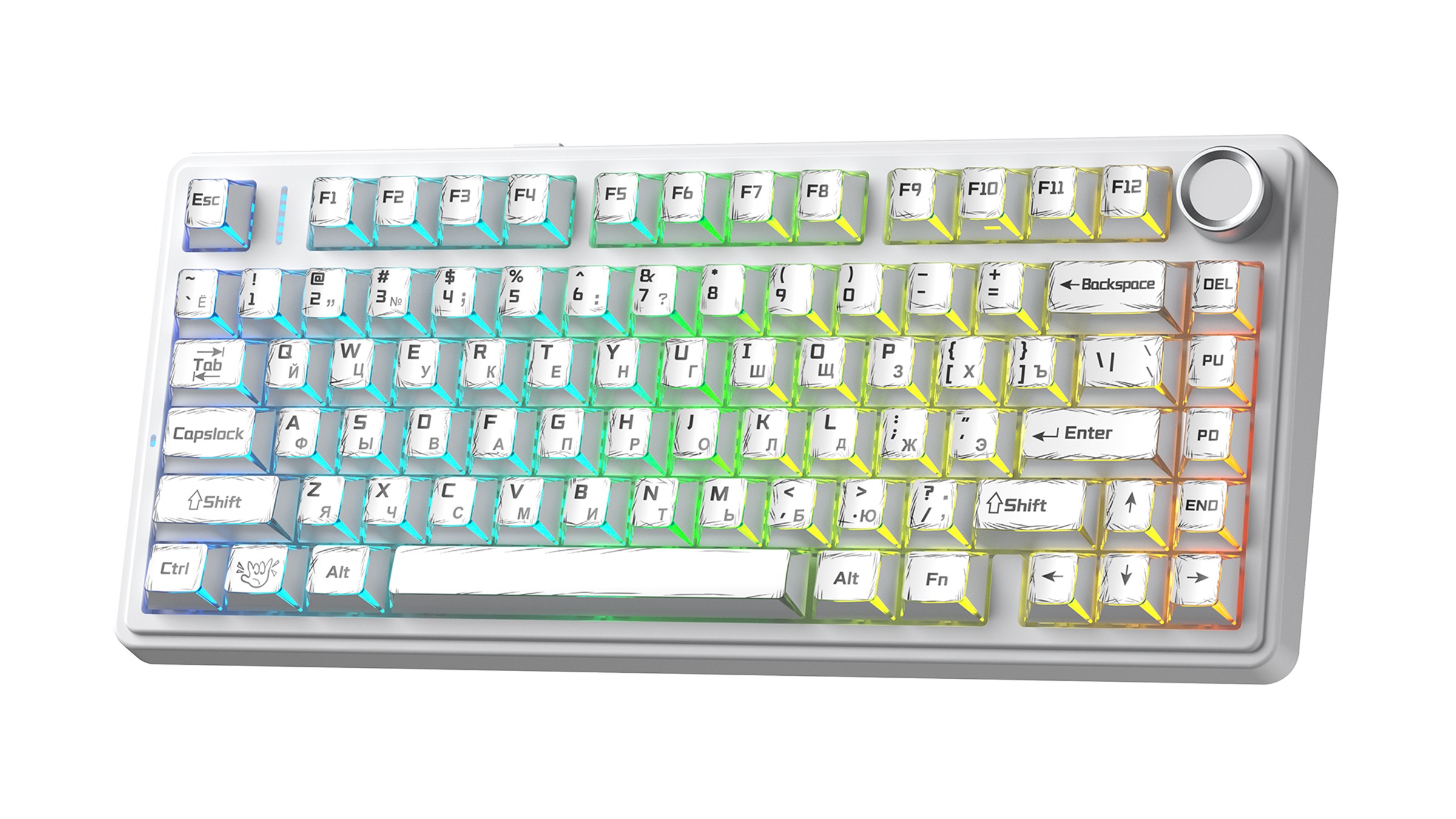 Клавиатура AULA F75 Comic Keycap Reaper свитчи РУС, Белая