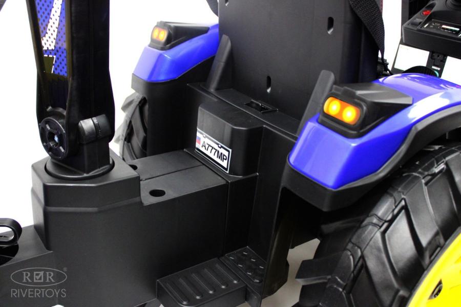 Детский электромобиль RiverToys экскаватор-погрузчик A777MP синий