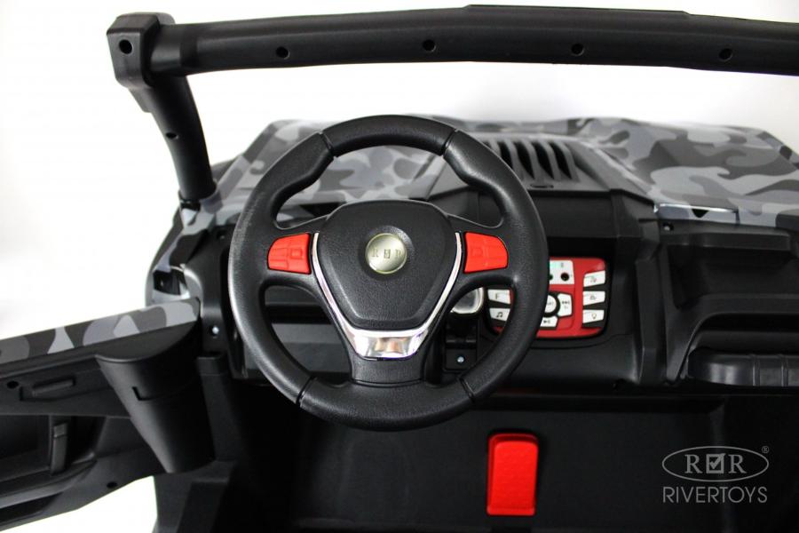 Детский электромобиль RiverToys P333PP (Buggy) серый камуфляж