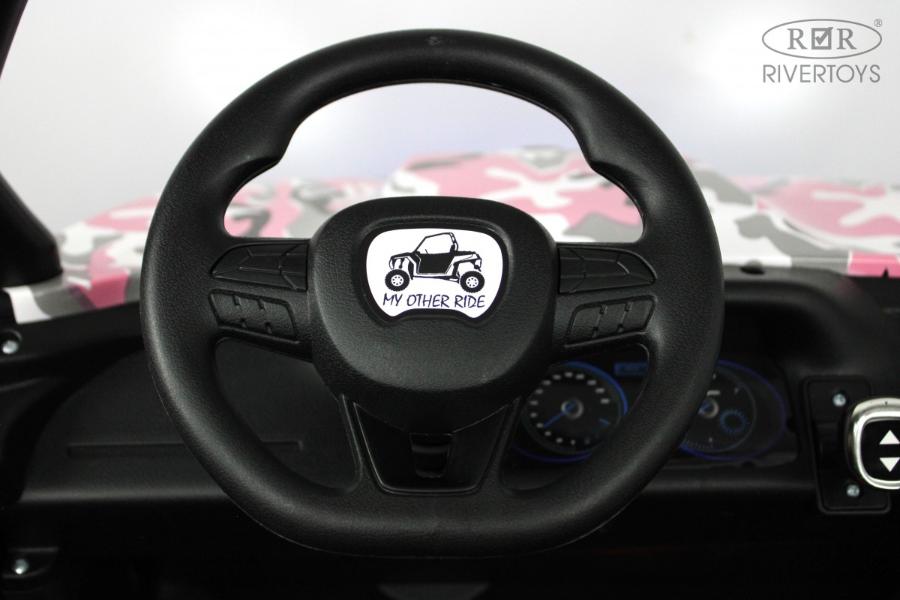 Детский электромобиль RiverToys T777TT 4WD розовый камуфляж