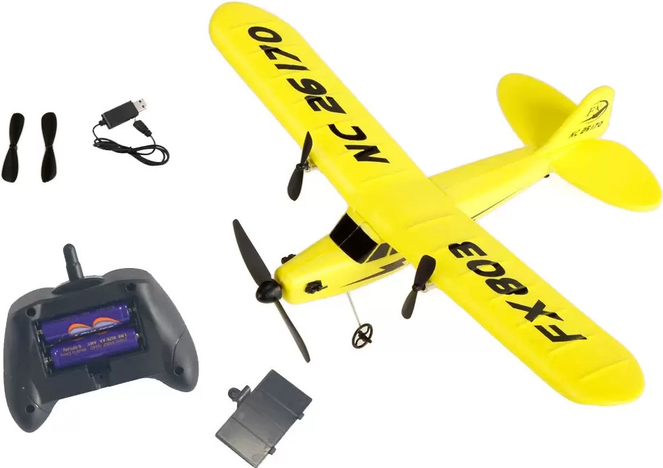 Радиоуправляемая модель Fei Xiong самолёт Piper Cub J3 для начинающих (FX803) Yellow