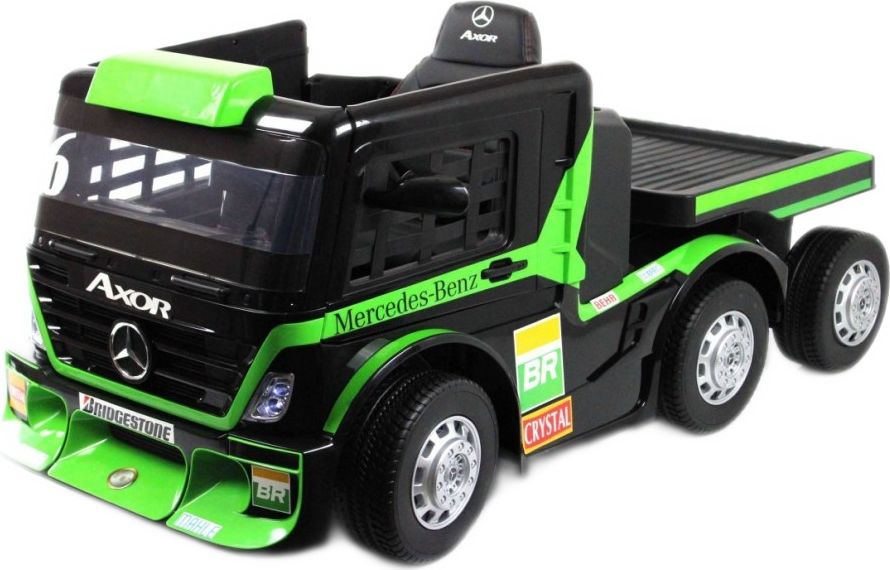 Детский электромобиль RiverToys Mercedes-Benz Axor с прицепом (H777HH) зеленый