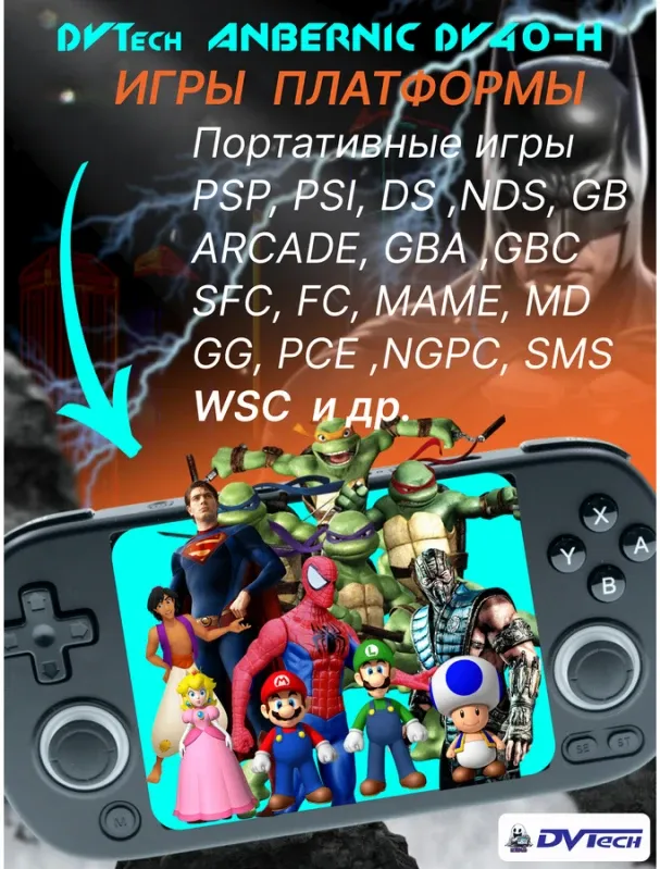 Портативная игровая приставка DVTech Anbernic DV40-H (чёрная)