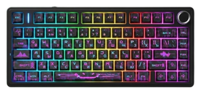 Клавиатура AULA F75 Neonight Cotton Candy бесшумные свитчи РУС, Чёрная