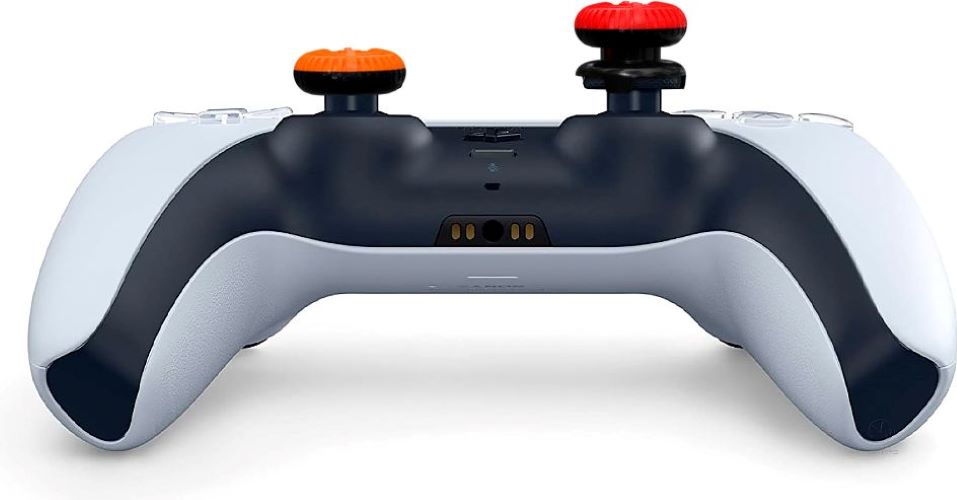 2 низкие + 1 высокая накладки на стики Sniper для DualSense PS5 (желто-красные)