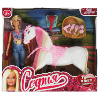 Кукла 29 см София, руки и ноги сгиб, лошадь, акс, кор КАРАПУЗ в кор.12шт 66001PET-H-S-BB