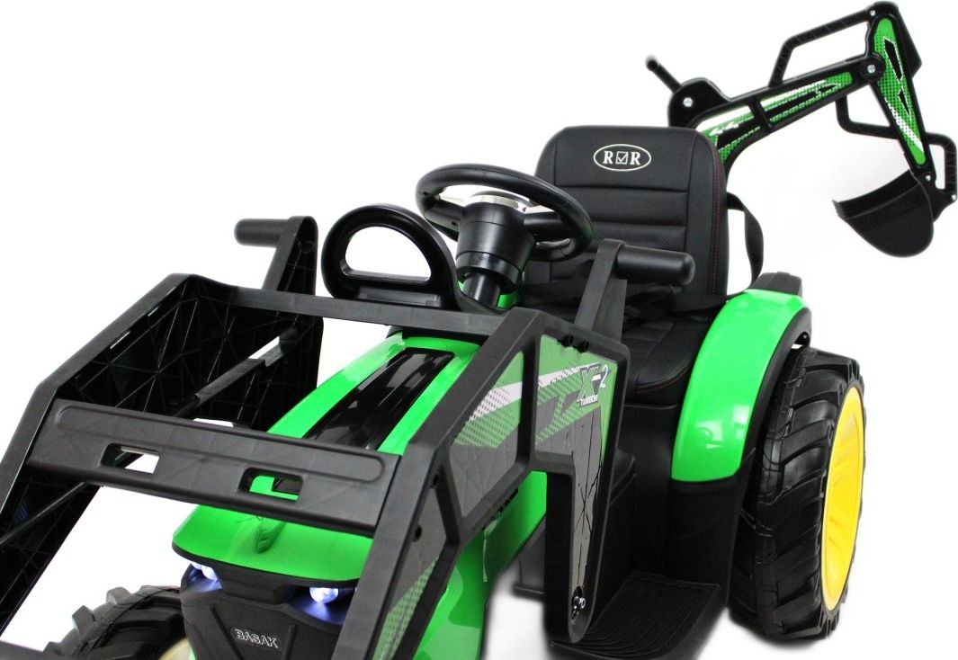 Детский электромобиль RiverToys экскаватор-погрузчик A777MP зеленый