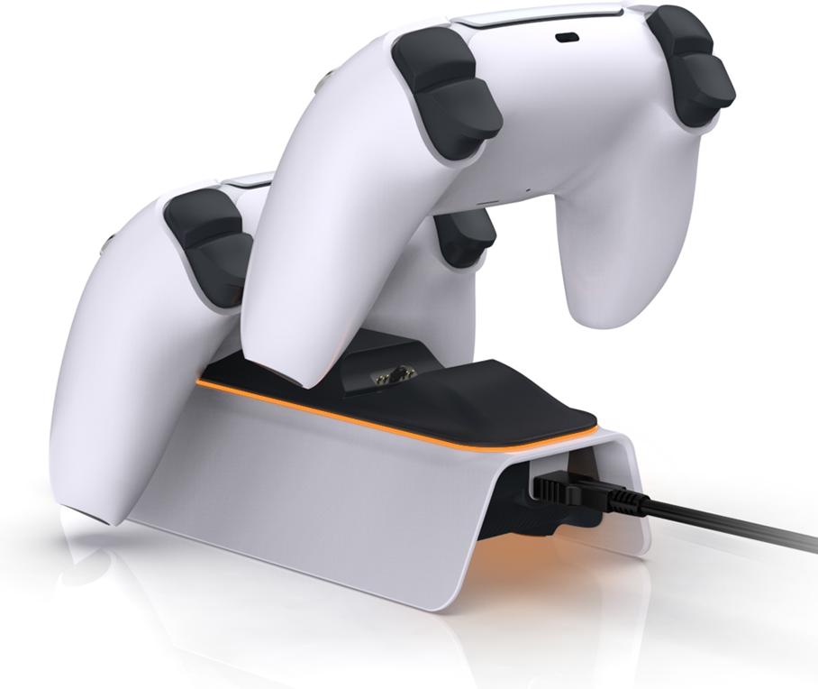 Зарядная станция DOBE для 2-х геймпадов Sony Dualsense RGB (белая) (TP5-0521S)