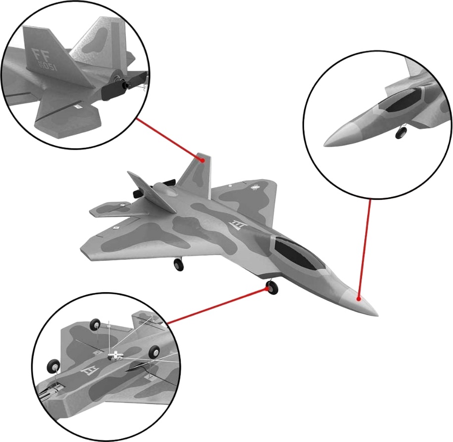 Радиоуправляемая модель Volantex RC истребитель F22 RTF with Gyro (EXA76107R)