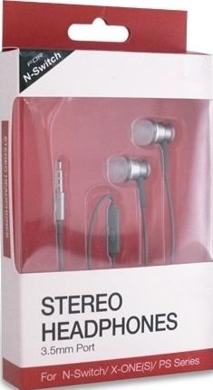 Стереонаушники с вакуумными насадками для Nintendo Switch (серый)