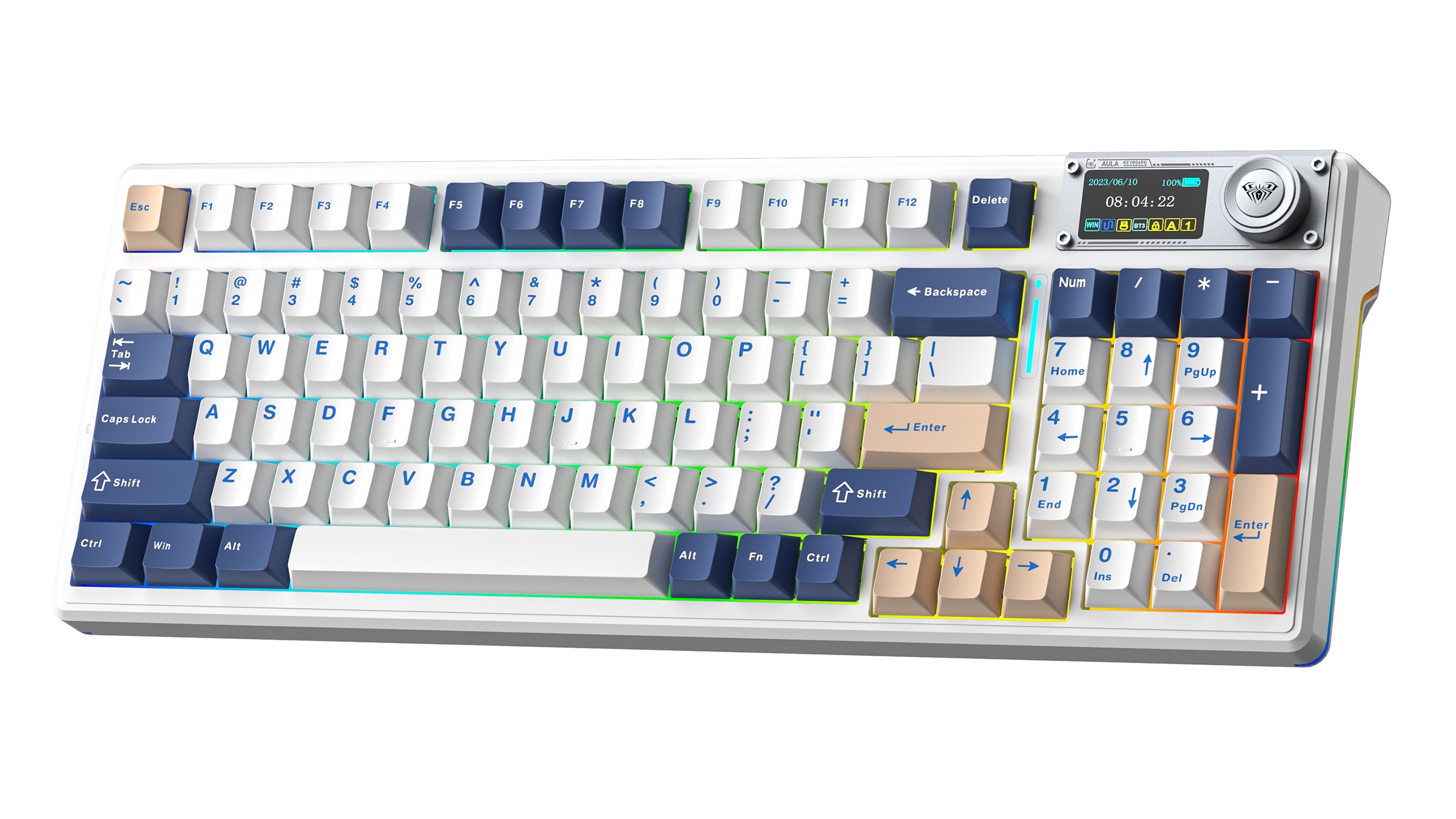 Клавиатура AULA F98Pro V3, Бело-сине-розовая