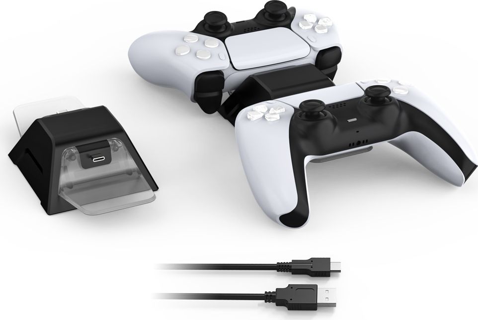 Зарядная станция DOBE для 2-х геймпадов Sony Dualsense (белая) (TP5-0528)