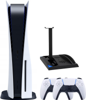 Sony PlayStation 5 (PS5) + 2-й геймпад + многофункциональный стенд (подставка) iPega + зарядная станция для 2-х геймпадов