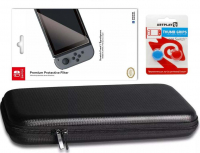 ИгроПак для Nintendo Switch: Защитная плёнка HORI + Защитный кейс OIVO + 2 Накладки на стики