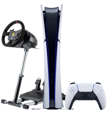 Sony PlayStation 5 Slim Digital (PS5 Slim, EU) + Руль Thrustmaster T300 Ferrari + стойка для руля Wheel Stand Pro