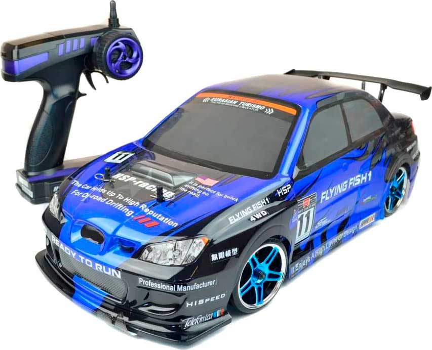 Радиоуправляемая модель НSP Flying Fish 1 (1к10) 4WD для дрифта синяя (94123PRO-12344)