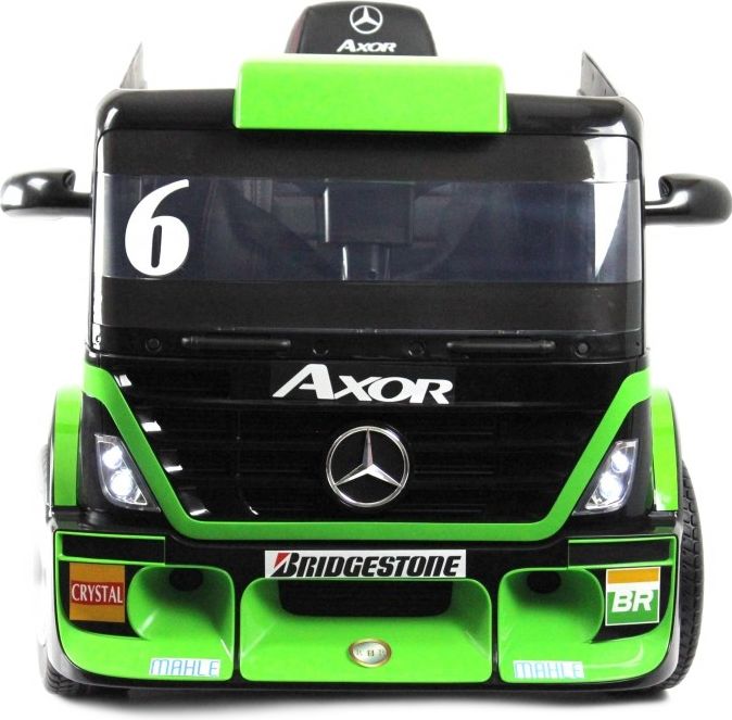 Детский электромобиль RiverToys Mercedes-Benz Axor с прицепом (H777HH) зеленый