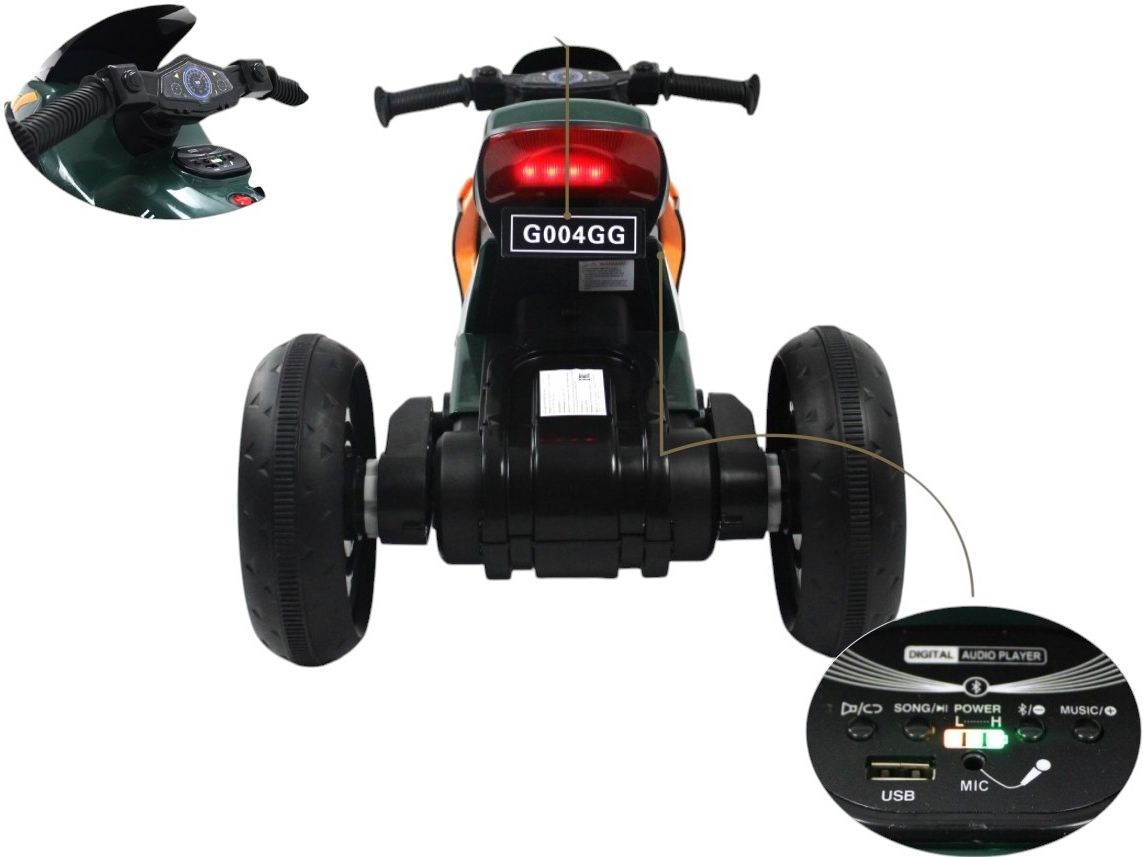 Детский электромотоцикл RiverToys (G004GG-GREEN) зеленый