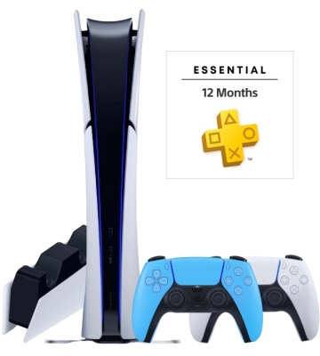 Sony PlayStation 5 Slim Digital (PS5 Slim, EU) + 2 геймпад (звездный синий) + PS Plus Essential на 1 год (тур.) + зарядная станция