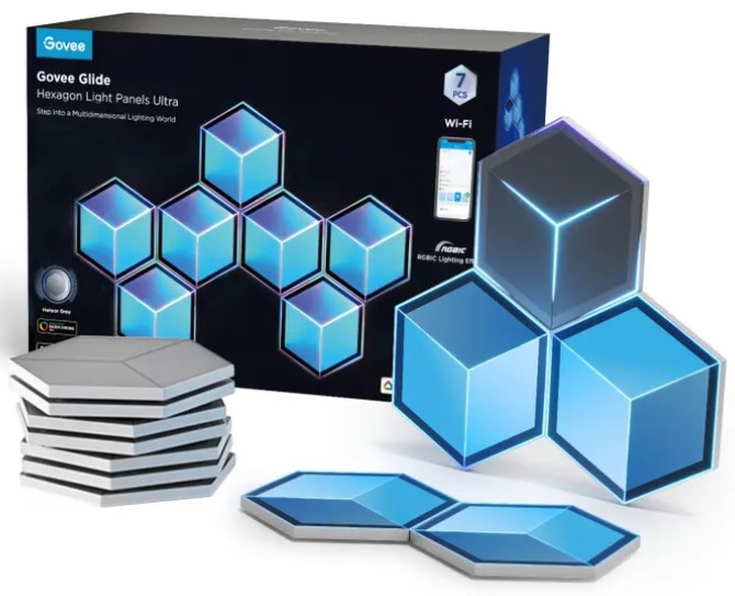 Комплект из 7 светодиодных панелей GOVEE LED Glide Hexagon Light Panels Ultra