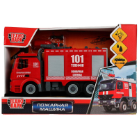 Машина пластик свет-звук ПОЖАРНАЯ 28 см, стреляет водой, инер. кор. Технопарк в кор.2*12шт 1910K593-R
