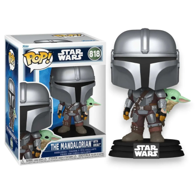 Фигурка Funko POP! Star Wars: The Mandalorian - Мандалорец с Грогу на спине №818 (The Mandalorian)