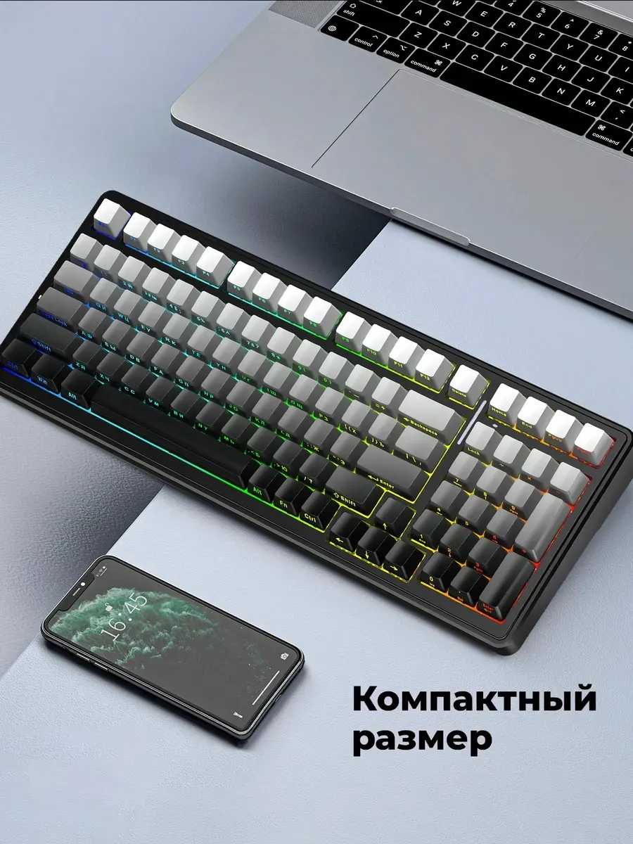 Клавиатура AULA F99 Reaper свитчи РУС, символы на боковых гранях, Серый градиент