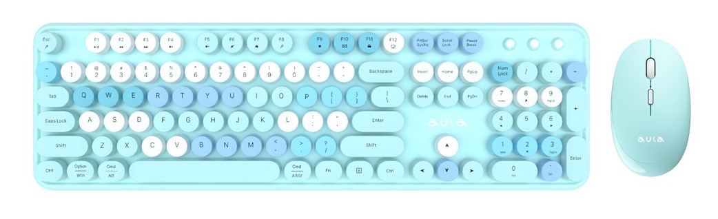Беспроводной комплект клавиатуры и мыши AULA AC306, Сине-разноцветный